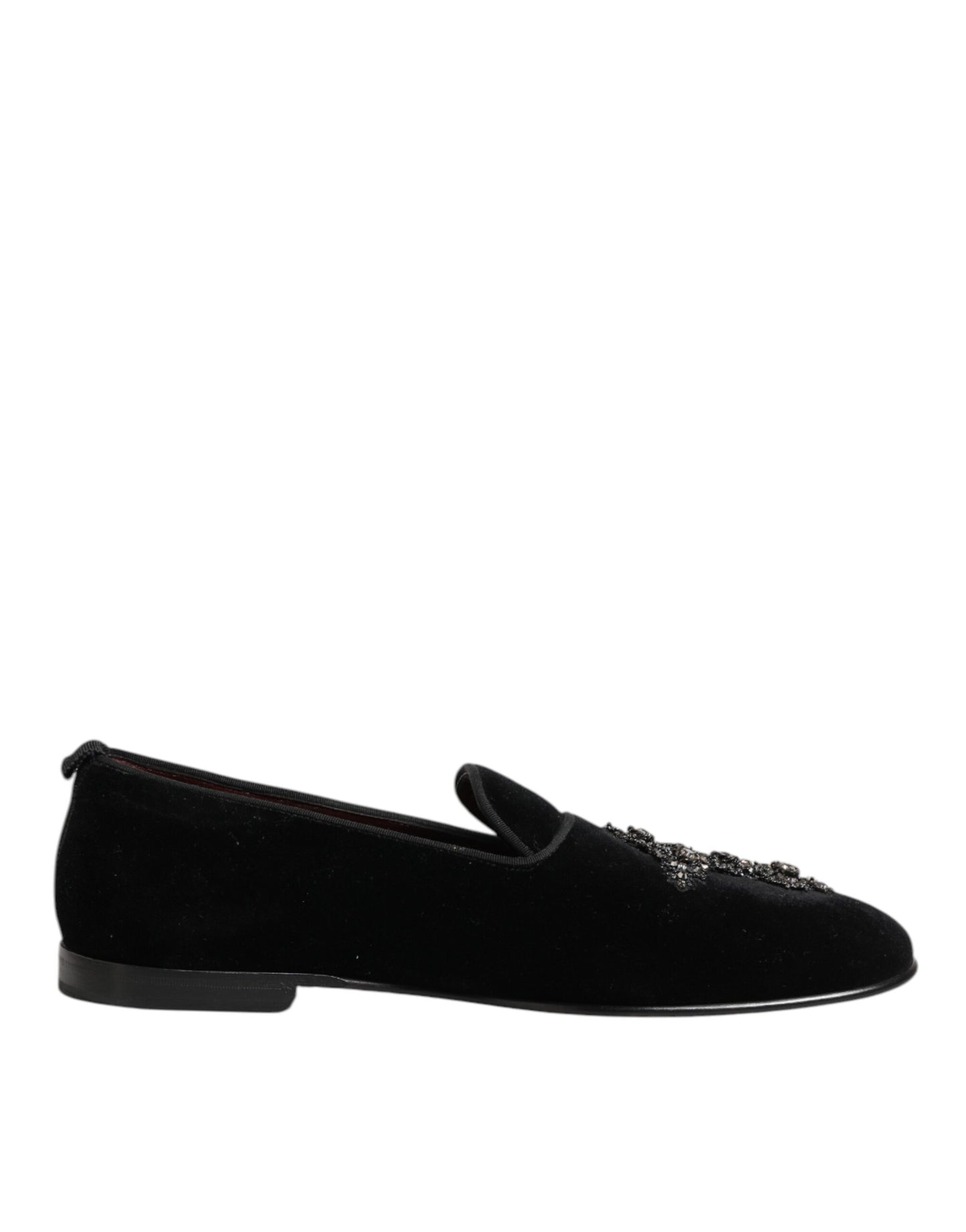 Dolce & Gabbana Schwarzes Kreuz verschönert Slip On Loafers Kleid Schuhe