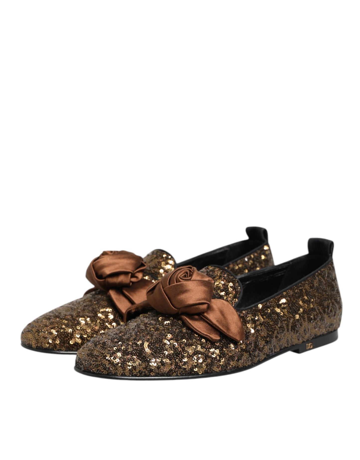 Dolce & Gabbana Gold Pailletten Slip On Loafers Männer Kleid Schuhe