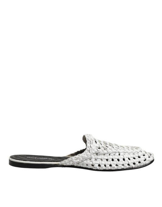 Dolce & Gabbana Weiße gewebte Pantoletten MULES Herren Sandalen Schuhe