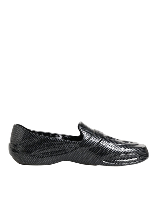 Dolce & Gabbana Schwarzer Gummi Rutschen Low Top Sneakers Schuhe