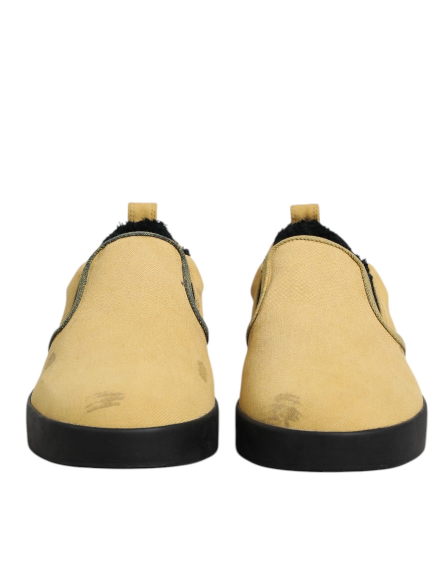 Dolce & Gabbana Gelbe Baumwolle Low Top Slip On Sneakers Schuhe