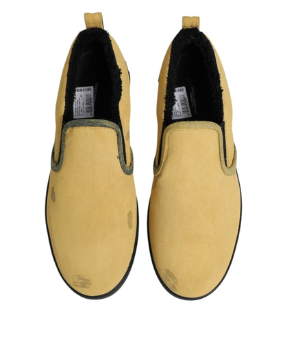 Dolce & Gabbana Gelbe Baumwolle Low Top Slip On Sneakers Schuhe