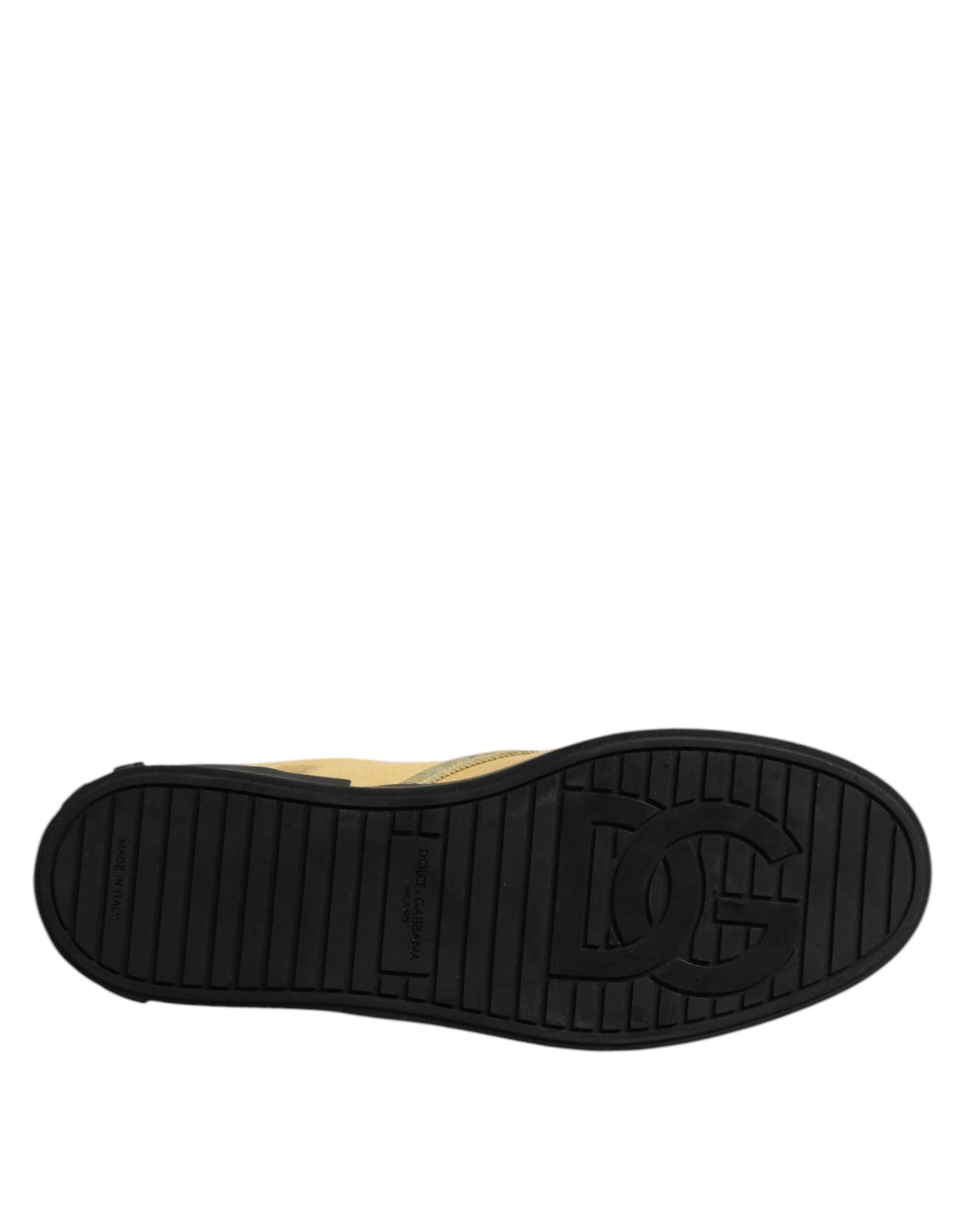 Dolce & Gabbana Gelbe Baumwolle Low Top Slip On Sneakers Schuhe