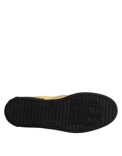 Dolce & Gabbana Gelbe Baumwolle Low Top Slip On Sneakers Schuhe