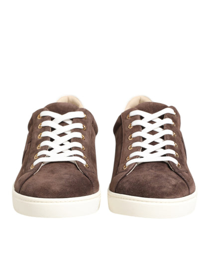 Dolce & Gabbana Braun Wildleder Leder Low Top Männer Turnschuhe Schuhe