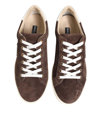 Dolce & Gabbana Braun Wildleder Leder Low Top Männer Turnschuhe Schuhe