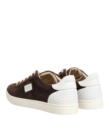 Dolce & Gabbana Braun Wildleder Leder Low Top Männer Turnschuhe Schuhe