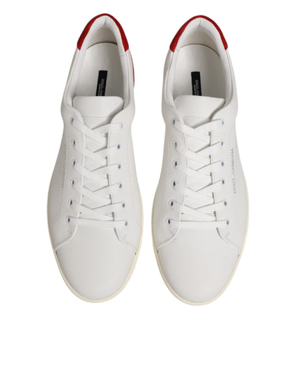 Dolce & Gabbana Weiß Rot Leder Low Top Männer Turnschuhe Schuhe