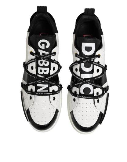Dolce & Gabbana Weiß Leder Logo Portofino Turnschuhe Schuhe