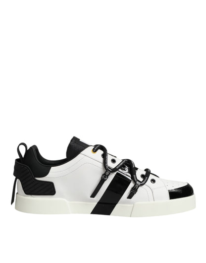 Dolce & Gabbana Weiß Leder Logo Portofino Turnschuhe Schuhe