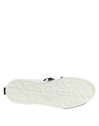 Dolce & Gabbana Weiß Leder Logo Portofino Turnschuhe Schuhe