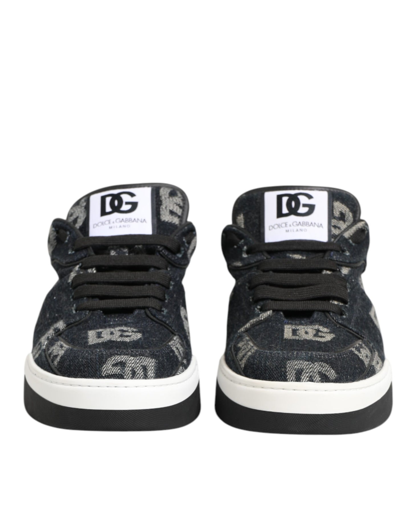 Dolce & Gabbana Blau Baumwolle Denim Logo Low Top Sneakers Schuhe