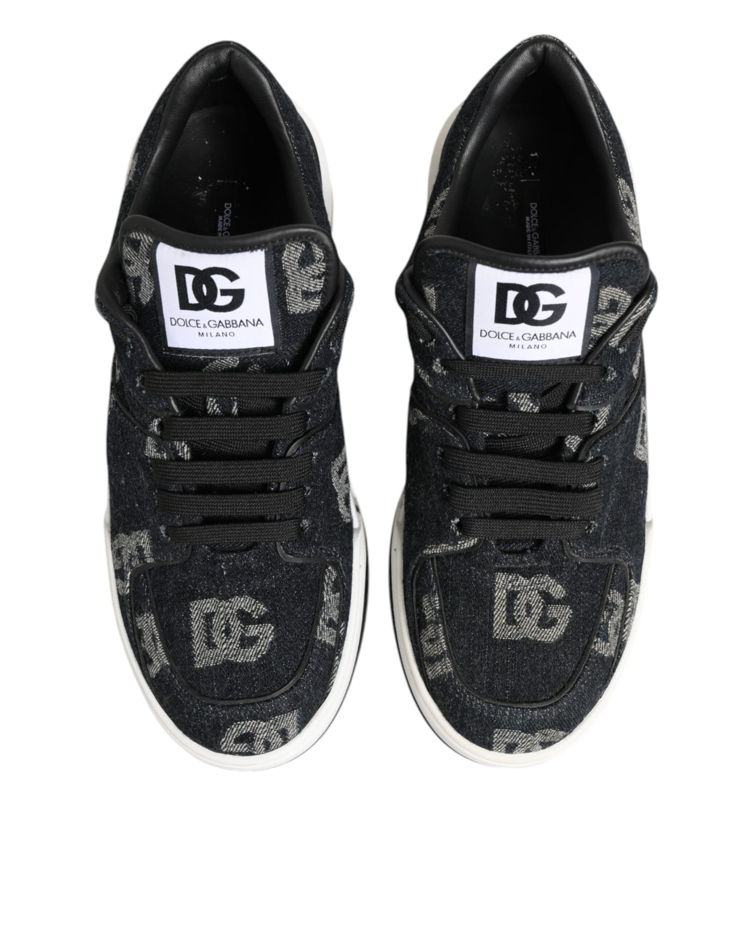 Dolce & Gabbana Blau Baumwolle Denim Logo Low Top Sneakers Schuhe