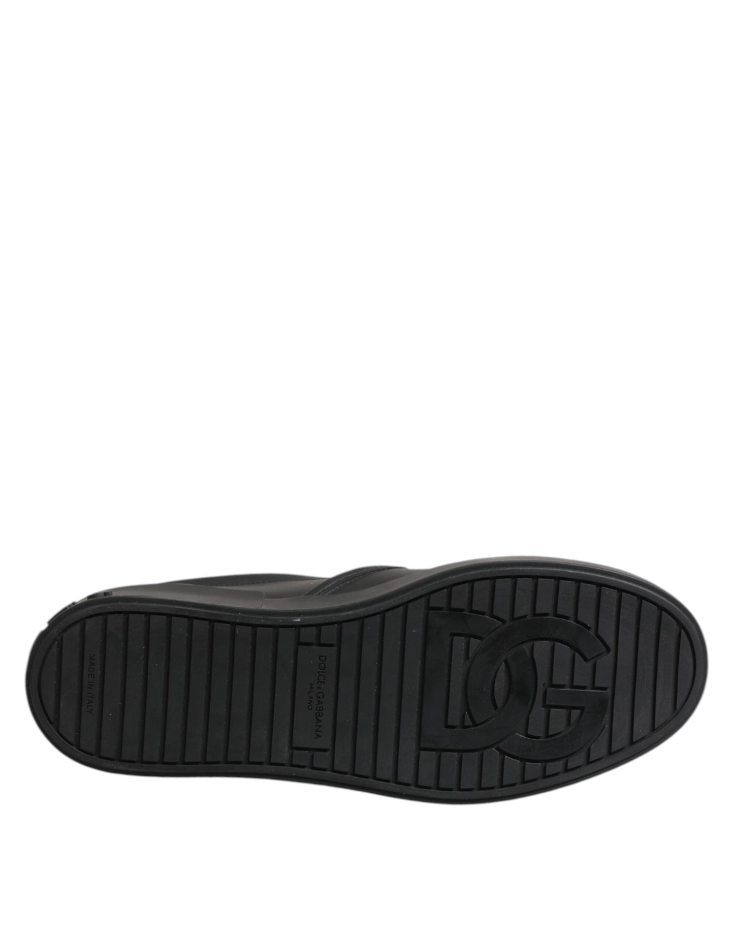 Dolce & Gabbana Schwarz Leder Low Top Slip On Sneakers Schuhe