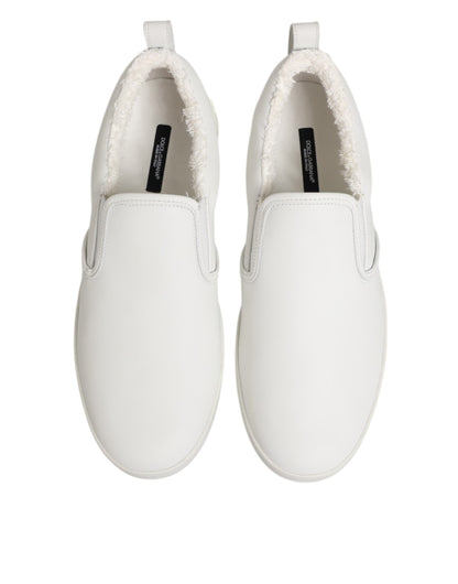 Dolce & Gabbana Weiß Leder Low Top Slip On Turnschuhe Schuhe
