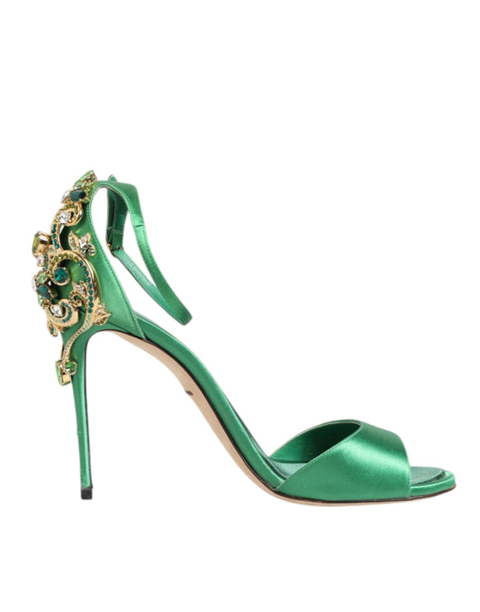 Dolce & Gabbana Grün Heels Verzierungen Sandalen Schuhe