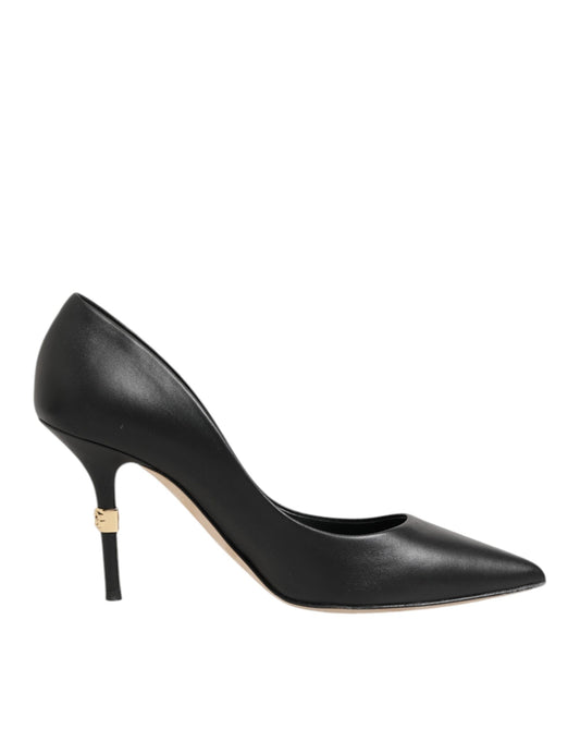 Dolce & Gabbana Schwarz Leder Stiletto High Heels Pumps Schuhe