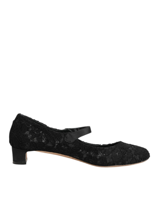 Dolce & Gabbana Schwarz Vally Taormina Floral Spitze Pumps Schuhe