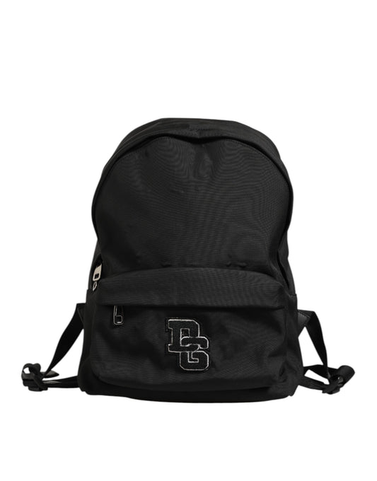 Dolce & Gabbana Schwarzes Nylon DG Patch Schule Reise Rucksack Borse Tasche