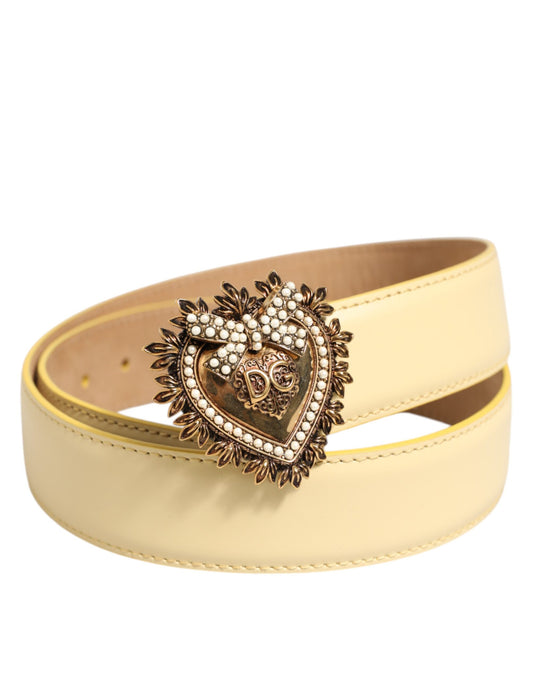 Dolce & Gabbana Hellgelber DEVOTION Herz DG Schnallengürtel