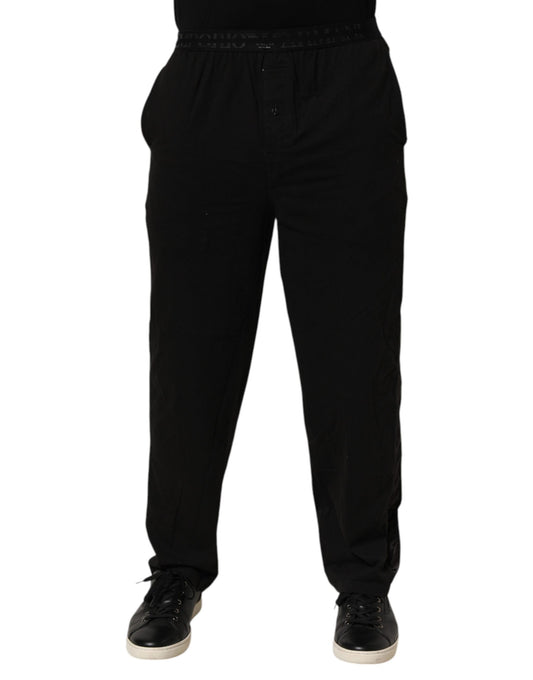 Emporio Armani Schwarze Hose mit Logo-Bund aus Baumwollmischung