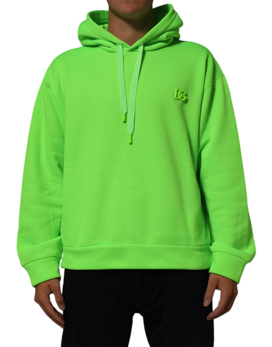 Dolce & Gabbana Grünes DG Logo Herren Sweatshirt mit Kapuze Pullover