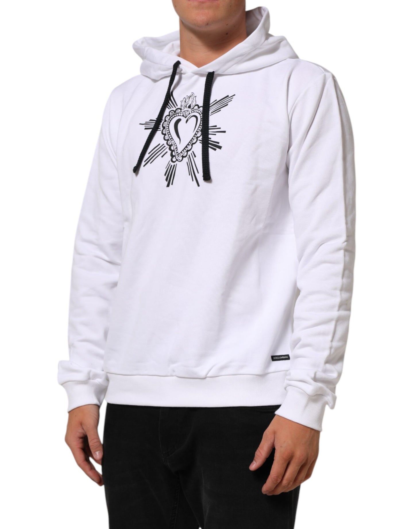 Dolce & Gabbana Weißes Sacred Heart Sweatshirt mit Kapuze Pullover