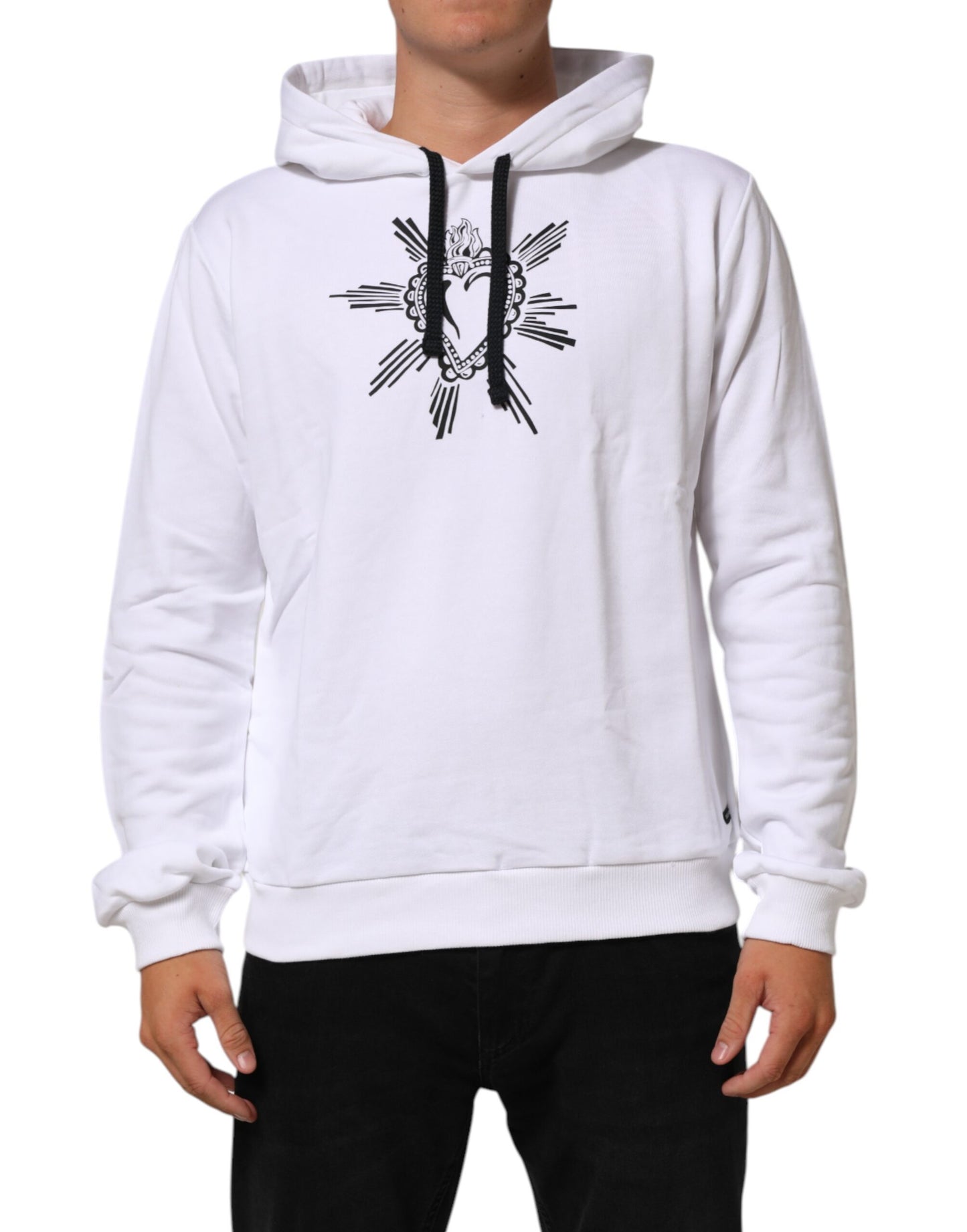 Dolce & Gabbana Weißes Sacred Heart Sweatshirt mit Kapuze Pullover
