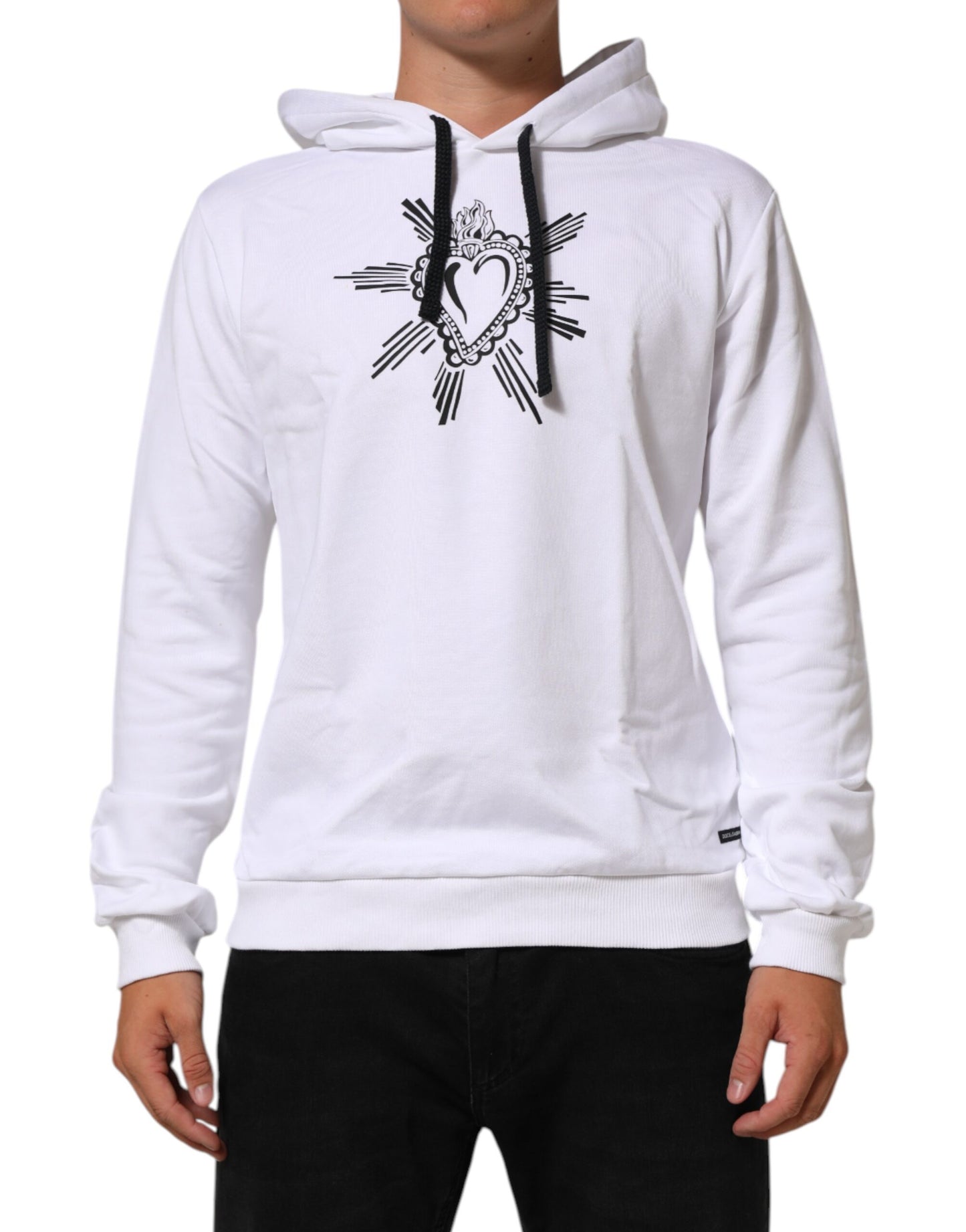 Dolce & Gabbana Weißes Sacred Heart Sweatshirt mit Kapuze Pullover