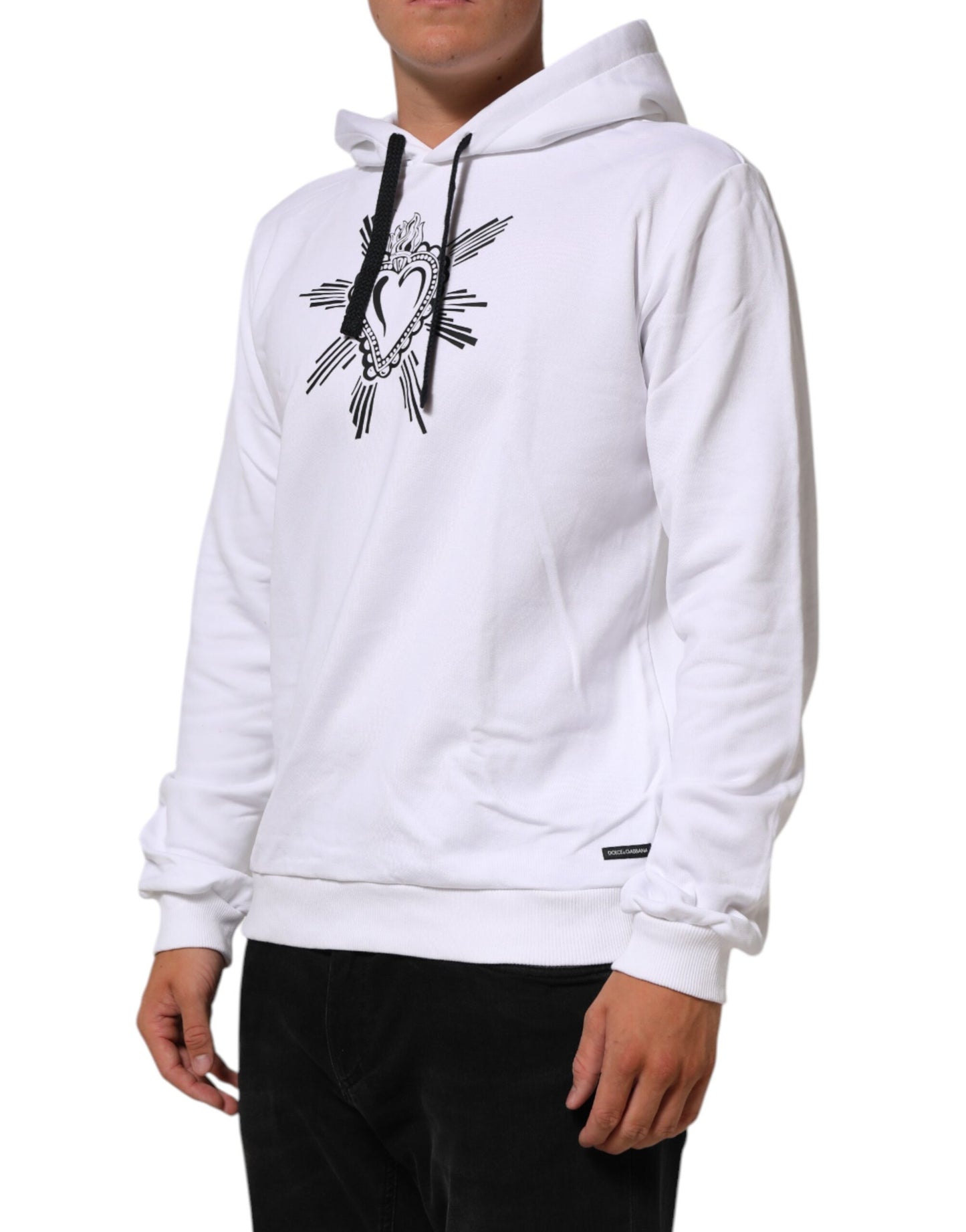 Dolce & Gabbana Weißes Sacred Heart Sweatshirt mit Kapuze Pullover