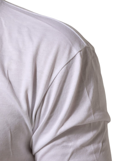 Dolce & Gabbana Weißes Baumwoll-T-Shirt mit Kronenkönig-Stickerei