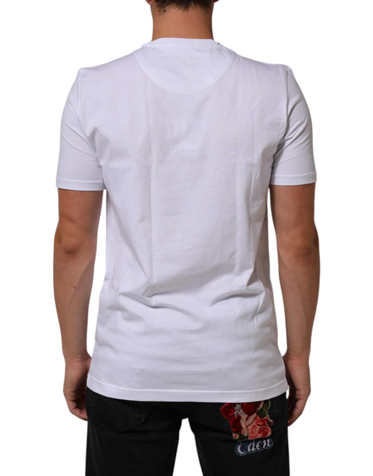 Dolce & Gabbana Weißes Baumwoll-Goodluck-2023-T-Shirt mit Rundhalsausschnitt