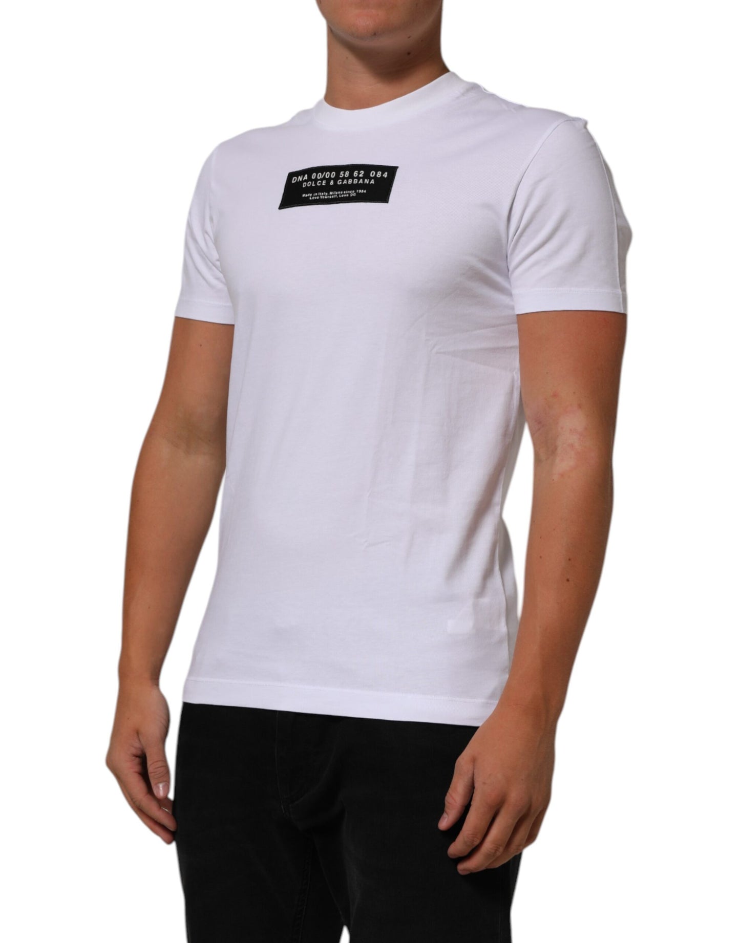 Dolce & Gabbana Weißes T-Shirt mit Rundhalsausschnitt und Logodruck aus Baumwolle für Männer