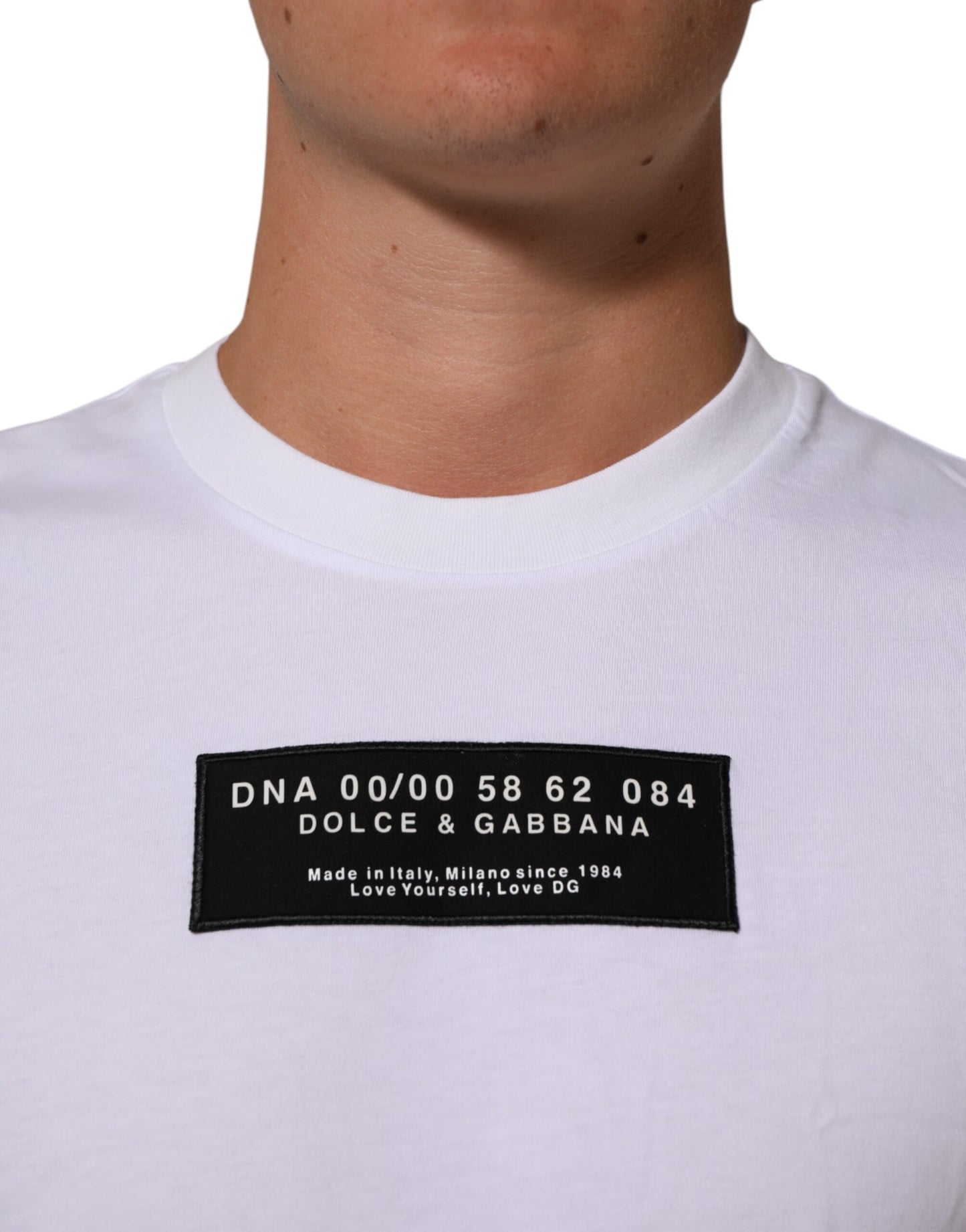 Dolce & Gabbana Weißes T-Shirt mit Rundhalsausschnitt und Logodruck aus Baumwolle für Männer