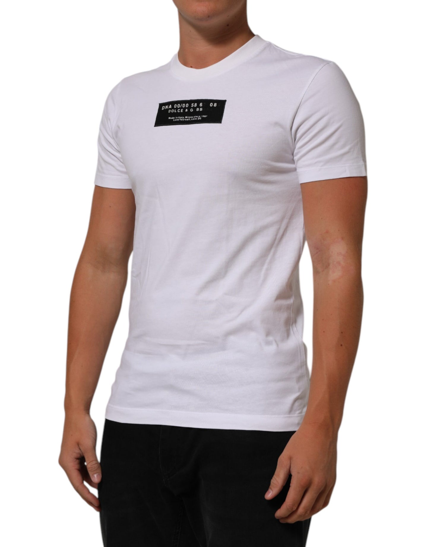 Dolce & Gabbana Weißes T-Shirt mit Rundhalsausschnitt und Logodruck aus Baumwolle für Männer