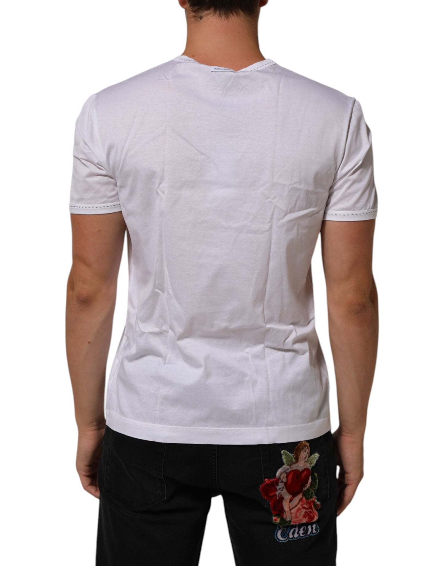 Dolce & Gabbana Weißes Baumwoll-T-Shirt mit Rundhalsausschnitt und Unterwäsche