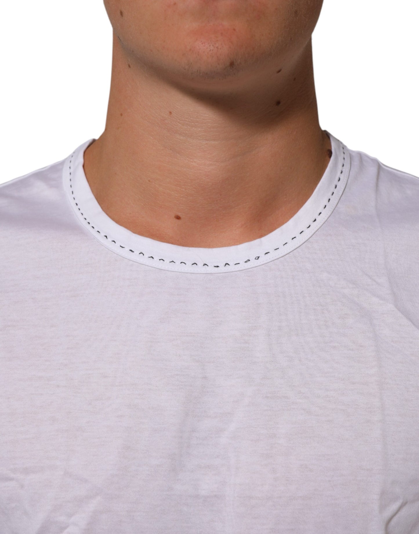 Dolce & Gabbana Weißes Baumwoll-T-Shirt mit Rundhalsausschnitt und Unterwäsche