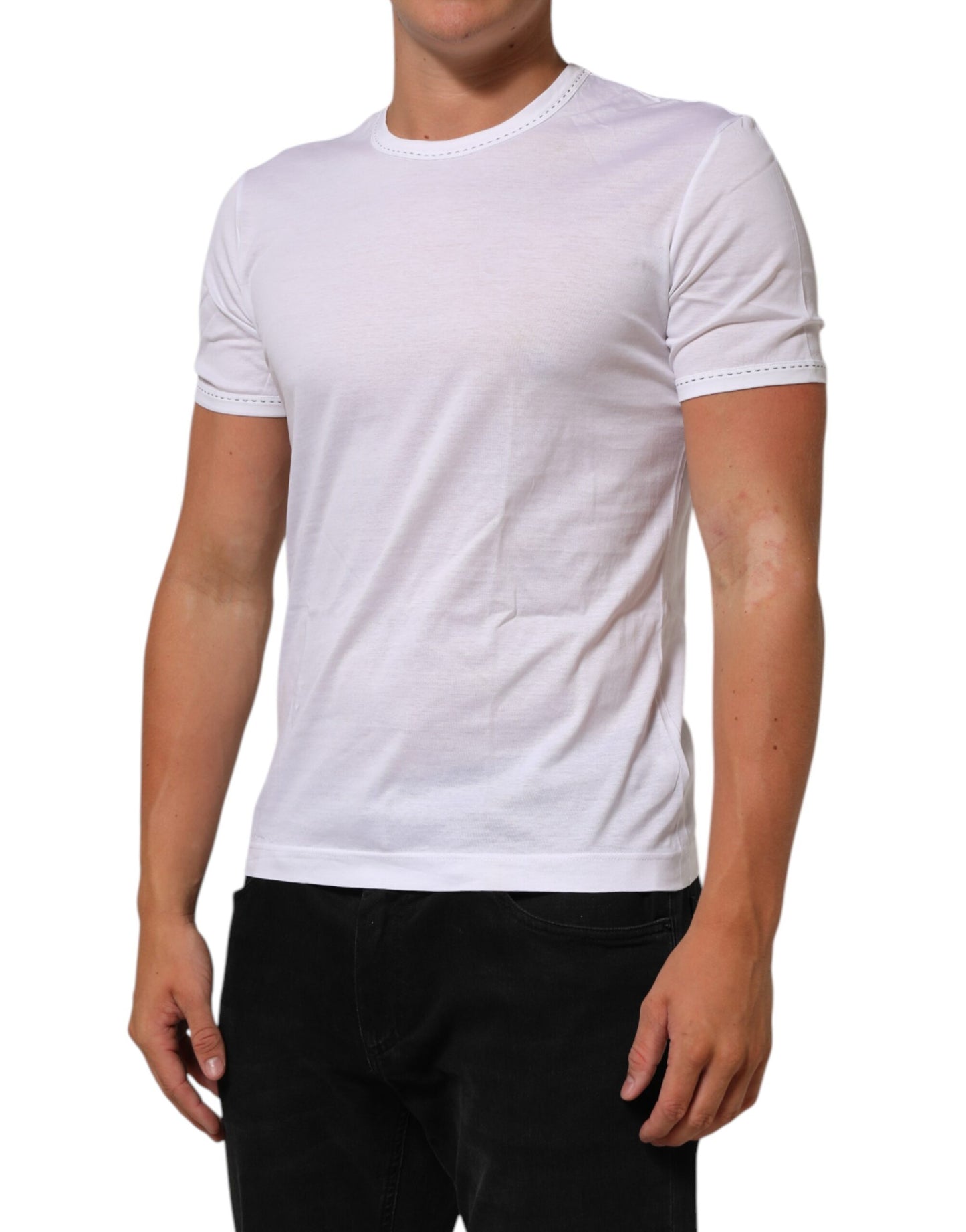 Dolce & Gabbana Weißes Baumwoll-T-Shirt mit Rundhalsausschnitt und Unterwäsche