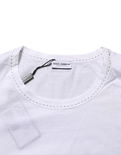 Dolce & Gabbana Weißes Baumwoll-T-Shirt mit Rundhalsausschnitt und Unterwäsche