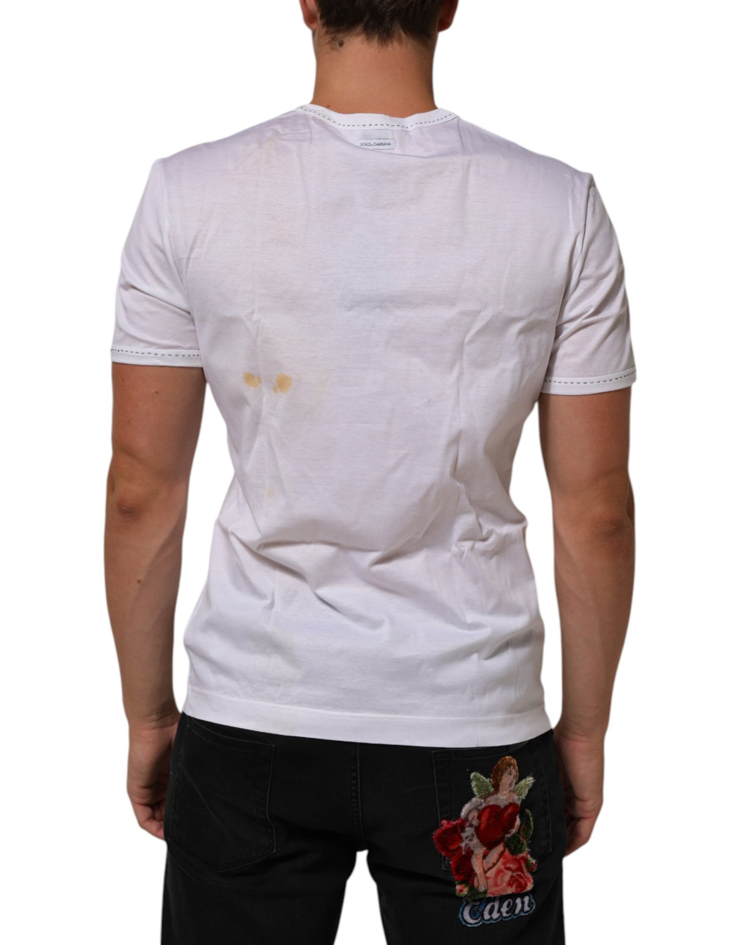 Dolce & Gabbana Weißes Baumwoll-T-Shirt mit Rundhalsausschnitt und Unterwäsche