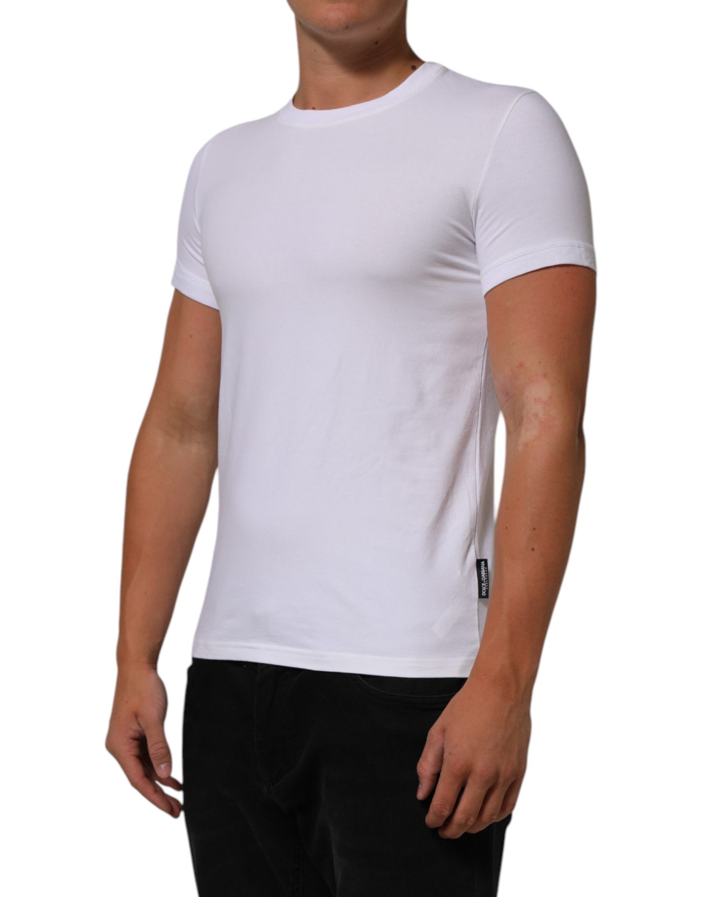 Dolce & Gabbana Weißes Baumwoll-T-Shirt mit Rundhalsausschnitt Unterwäsche