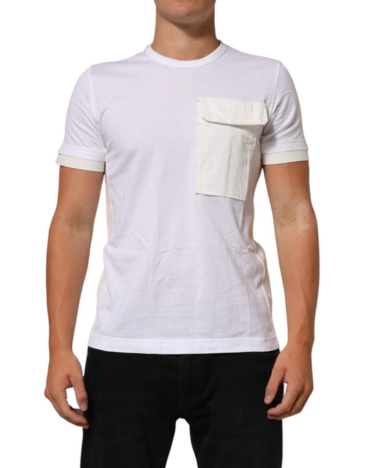Dolce & Gabbana Weißes Baumwolltaschen-T-Shirt mit Rundhalsausschnitt für Männer