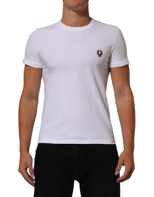 Dolce & Gabbana Weißes Baumwoll-T-Shirt DG Italia Rundhalsausschnitt Herren