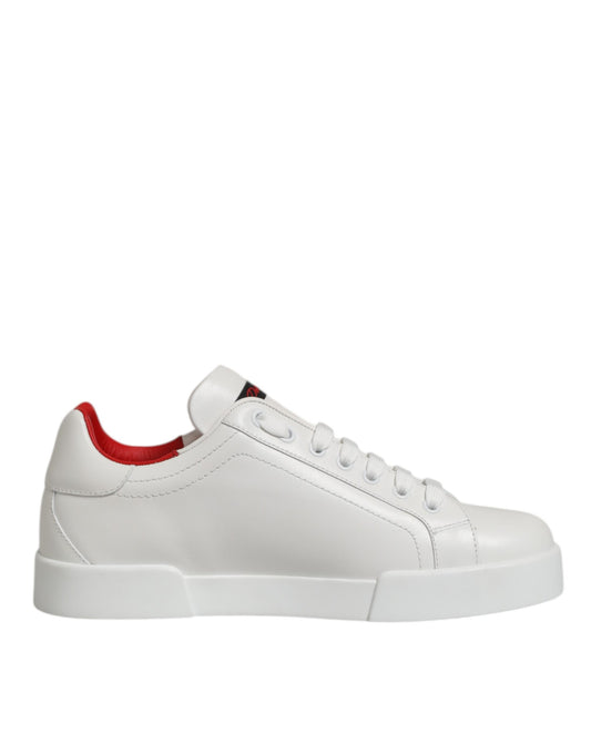 Dolce & Gabbana Weiße Leder Schnürschuhe Low Top Sneakers Schuhe