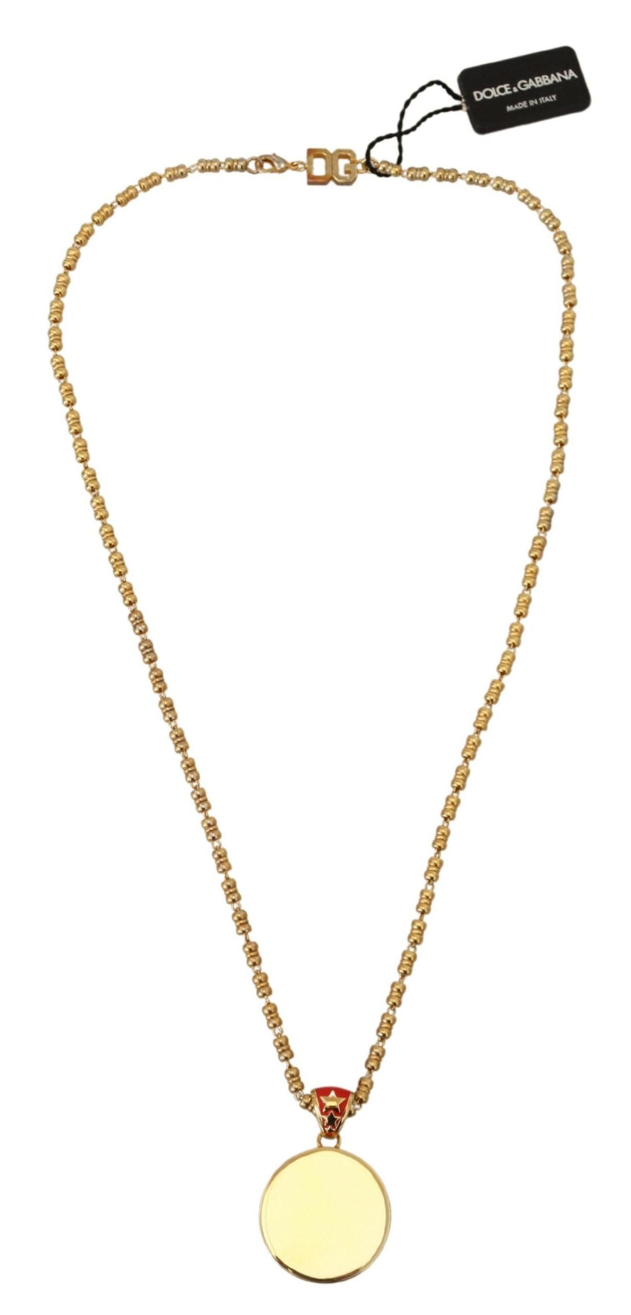 Dolce & Gabbana Gold Messing Kette SUPER PIG Anhänger Logo Halskette - LAAXA